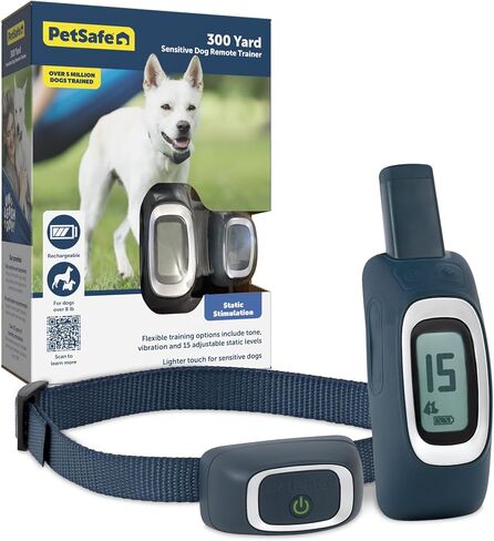 طوق التدريب عن بعد بطول 300 ياردة من PetSafe - إصدار أصغر للكلاب الصغيرة أو المتوسطة - اختر من بين النغمة أو الاهتزاز أو 15 مستوى من التحفيز الثابت - خيار متوسط ​​المدى لتدريب الكلاب المقيدة in Kuwait