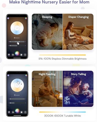 White Noise Machine APP Control Baby White Noise Sound Machine Night Light for Adults Kids, Sleeping Home Nursery Soother Machine, Natural Sounds Therapy, Time-to-Rise Sleep Trainer, Nursery Lamp in Kuwait