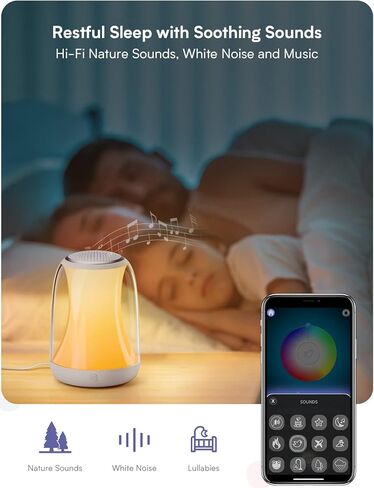 White Noise Machine APP Control Baby White Noise Sound Machine Night Light for Adults Kids, Sleeping Home Nursery Soother Machine, Natural Sounds Therapy, Time-to-Rise Sleep Trainer, Nursery Lamp in Kuwait