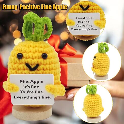 مخلل دعم عاطفي إيجابي صغير مضحك يدويًا، أشياء لطيفة مضحكة من الصوف المحبوك يدويًا، حلي عيد الميلاد من الكروشيه، هدايا أقل من 10 دولارات للنساء وزملاء العمل والأصدقاء والأسرة 4.27 بوصة (النمط 4) in Kuwait