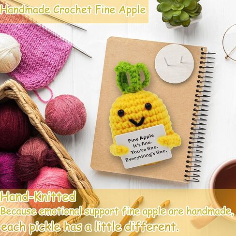 مخلل دعم عاطفي إيجابي صغير مضحك يدويًا، أشياء لطيفة مضحكة من الصوف المحبوك يدويًا، حلي عيد الميلاد من الكروشيه، هدايا أقل من 10 دولارات للنساء وزملاء العمل والأصدقاء والأسرة 4.27 بوصة (النمط 4) in Kuwait