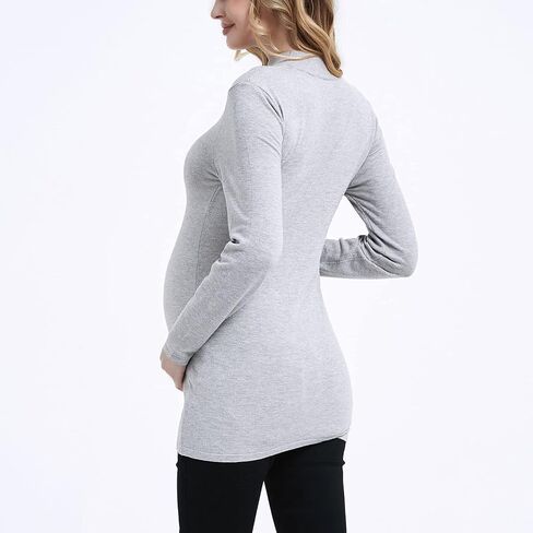 MOMOOD Maternity Mock Neck Long Sleeve Shirt Pullover Casual Pregnancy Sweater Top in Kuwait
