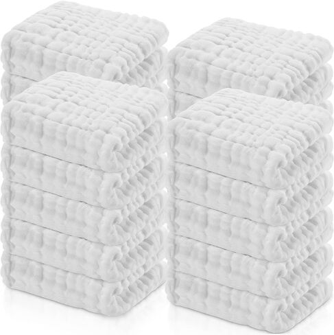 Breling 20 Pcs Baby Muslin Washcloth 12 x 12 Inch 100% Cotton Soft and Absorbent Muslin Washcloth Burp Cloth Wipe Newborn Face Towel for Baby Boy Girl Sensitive Skin(Pink, Bean Paste, Dark Pink) in Kuwait