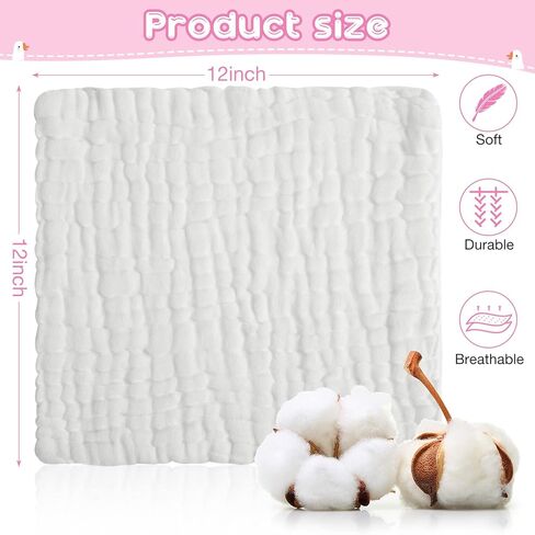 Breling 20 Pcs Baby Muslin Washcloth 12 x 12 Inch 100% Cotton Soft and Absorbent Muslin Washcloth Burp Cloth Wipe Newborn Face Towel for Baby Boy Girl Sensitive Skin(Pink, Bean Paste, Dark Pink) in Kuwait