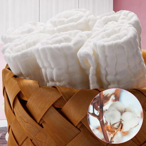 Breling 20 Pcs Baby Muslin Washcloth 12 x 12 Inch 100% Cotton Soft and Absorbent Muslin Washcloth Burp Cloth Wipe Newborn Face Towel for Baby Boy Girl Sensitive Skin(Pink, Bean Paste, Dark Pink) in Kuwait