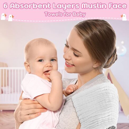 Breling 20 Pcs Baby Muslin Washcloth 12 x 12 Inch 100% Cotton Soft and Absorbent Muslin Washcloth Burp Cloth Wipe Newborn Face Towel for Baby Boy Girl Sensitive Skin(Pink, Bean Paste, Dark Pink) in Kuwait