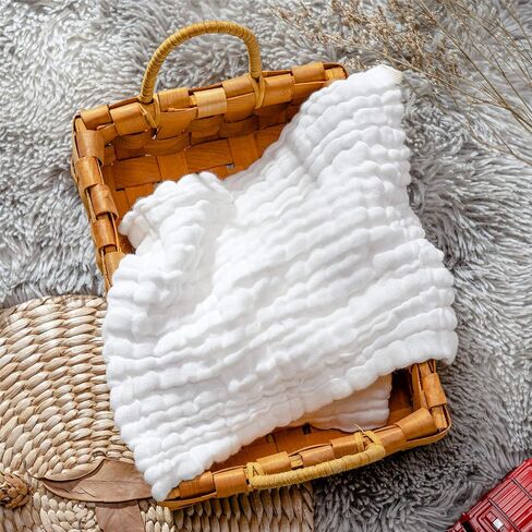 Baby Bath Towels, Super Soft Cotton Receiving Blanket for Baby's Delicate Skin,2Pack Swaddle Blanket for Newborns Toddlers Boy Girl,Baby Registry as Shower (White+White) in Saudi Arabia