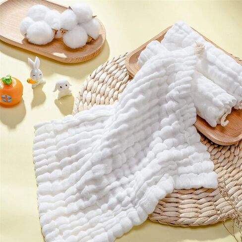 Baby Bath Towels, Super Soft Cotton Receiving Blanket for Baby's Delicate Skin,2Pack Swaddle Blanket for Newborns Toddlers Boy Girl,Baby Registry as Shower (White+White) in Saudi Arabia