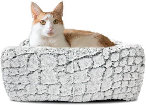 Petchief Cat Beds for Indoor Cats,Cat Bed Cave with Removable Washable Cushioned Pillow, Soft Plush Premium Cotton No Deformation Cat Caves,Grey Linen (S) in Saudi Arabia