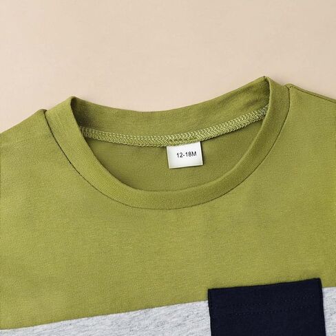 ملابس أطفال أولادي من DOMOABEI ملابس صيفية للأطفال الصغار بأكمام قصيرة تي شيرت مرقع وجيب وبنطلون طقم ملابس للأولاد 12 شهرًا-4T in Kuwait