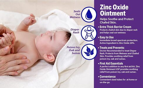 Globe Zinc Oxide Ointment 20%| 2 Ounce Tube (3 Pack) (Total 6 oz) | Advanced Skin Protection | for Diaper Rash, Relief from Poison Ivy, Sumac & Oak, Protects from Wetness, Protects Chafed Skin in Saudi Arabia