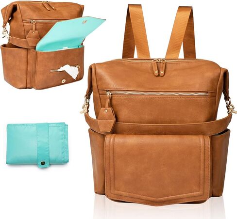 حقيبة ظهر للحفاضات من MOMINSIDE مزودة بـ 14 جيبًا، وحقيبة أطفال جلدية، وحقيبة ظهر هوبو قابلة للتحويل، وحقيبة حفاضات كبيرة، و6 جيوب للزجاجات، وحقيبة مناديل، ووسادة تغيير الحفاضات، وجيوب معزولة (بني) in Kuwait