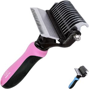 Dog Brush and Cat Brush-with Deshedding Brush, Dog Dematting Tools, Undercoat Brush for Dogs, Deshedding Tool, Reduce Shedding Up To 95%, for Short to Long Hair, Small to Medium Breeds (Blue Small) in Saudi Arabia