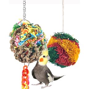 كاتومو العاب طيور، كرات تقطيع الطيور، العاب البحث عن الببغاء، العاب مضغ متداخلة، ملحقات قفص لكونور كويكر ببغاء لوف بيرد وبادجي فينش كناري وطيور صغيرة in Kuwait