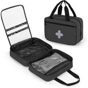 CURMIO Small First Aid Bag, Empty Emergency Trauma Kit Organizer bag for Hiking, Camping, Car, Travel, Home and Outdoor, Black, BAG ONLY, Patent Pending