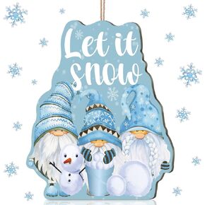Christmas Welcome Sign Wooden Winter Gnome Door Sign 10x13 Inches Gnome Hanging Plaque Decor Hanging for Holiday Winter Home Window Wall Indoor Outdoor (Stylish)
