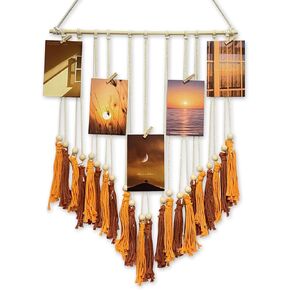 عرض الصور المعلقة من بوهو مع 30 مشبكًا خشبيًا، حامل بطاقات تنظيم صور مكرامية، شماعة شرابة لديكور الحائط الفني، حامل بولارويد بوهيمي للمنزل وغرفة النوم وغرفة المعيشة في الكلية in Kuwait