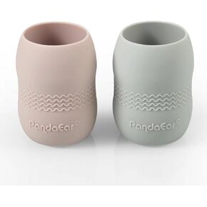 PandaEar 2 Pack100% Tiny Silicone Drinking Training Cup for Baby and Toddler, 3.5oz (Blue/Green) in Kuwait