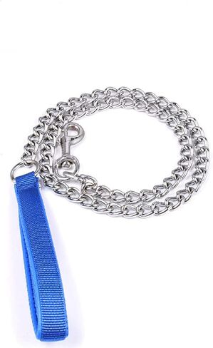 Chain Leash Metal Dog Leash Chrome Plated with Soft Padded Handle for Small Dogs.(S, Black Handle) in Kuwait
