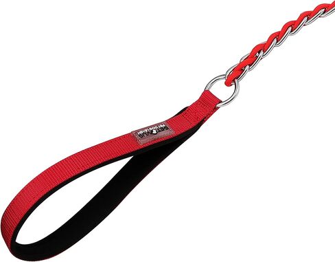 Chain Dog Leash, Bite-Proof Metal Leash, with Padded Handle Orange in Kuwait