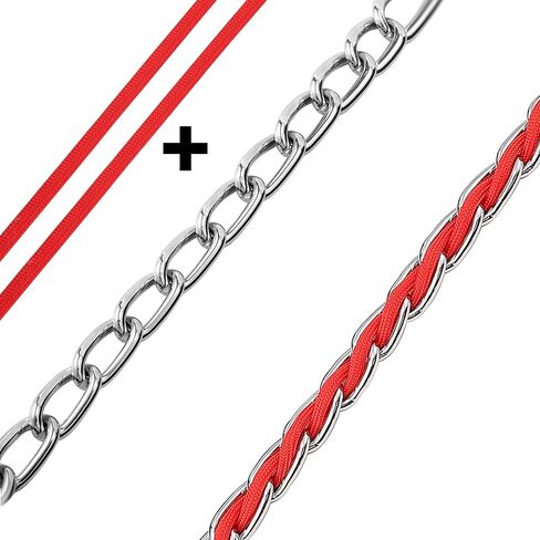 Chain Dog Leash, Bite-Proof Metal Leash, with Padded Handle Orange in Kuwait