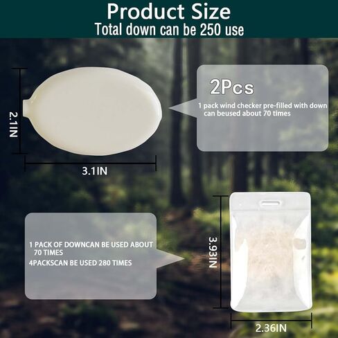 AMZAOMNN جهاز فحص الرياح للصيد، كاشف الرياح المحمول للصيد، قطعتان من مؤشر الرياح لحاوية السيليكون، 4 عبوات من حشوة البط والأوز عديمة الرائحة، قابلة للاستخدام 280 مرة in Kuwait