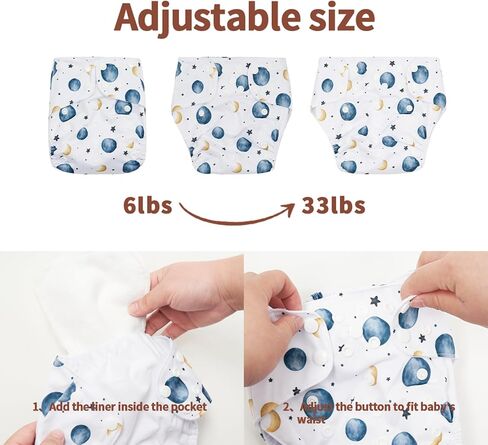 HappyFlute 9 Sets Newborn Baby Cloth Pocket Diapers Adjustable Reusable | One Wet Bag+4Diapers and 4Inserts For Baby Boys and Girls(6-33 pounds,0-3 years) in Saudi Arabia