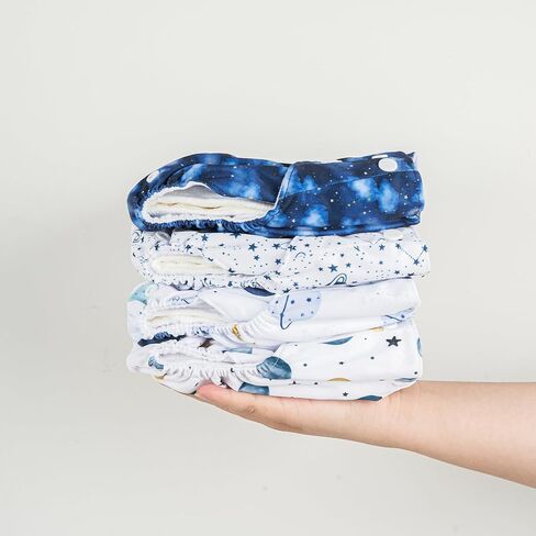 HappyFlute 9 Sets Newborn Baby Cloth Pocket Diapers Adjustable Reusable | One Wet Bag+4Diapers and 4Inserts For Baby Boys and Girls(6-33 pounds,0-3 years) in Saudi Arabia