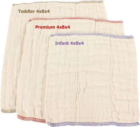 حفاضات OsoCozy القماشية غير المبيضة ذات المقاس الأفضل - 100% قطن، نسيج الشاش، مقاس قابل للطي ثلاثي - مقاس 2 - (ممتاز 4x8x4 يناسب 14-30 رطل) - دزينة واحدة in Kuwait