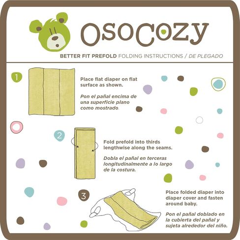 حفاضات OsoCozy القماشية غير المبيضة ذات المقاس الأفضل - 100% قطن، نسيج الشاش، مقاس قابل للطي ثلاثي - مقاس 2 - (ممتاز 4x8x4 يناسب 14-30 رطل) - دزينة واحدة in Kuwait