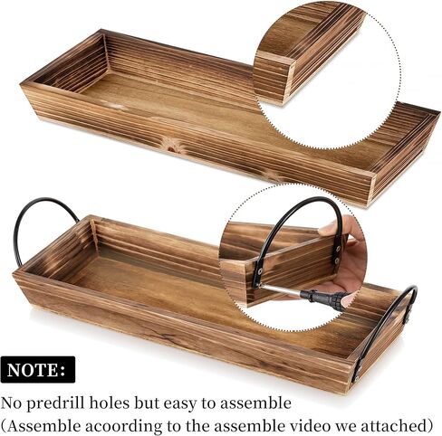 صينية شموع خشبية طويلة وضيقة: حوامل شموع خشبية ريفية من Hanobe قطع مركزية للطاولة مستطيلة لغرفة الطعام وحامل عمود المزرعة مع مقبض مستطيل وقاعدة إضاءة للشاي وديكور طاولة القهوة in Kuwait