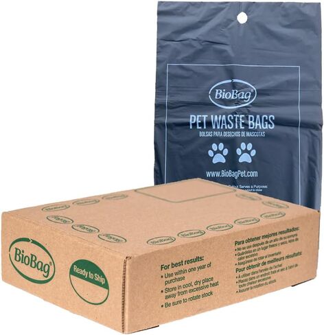 BioBag Compostable Dog Poop Bags, Standard Size, 200 Count, Plant-Based, Leak-Proof, Fits Standard Dispensers in Kuwait