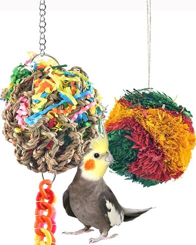 كاتومو العاب طيور، كرات تقطيع الطيور، العاب البحث عن الببغاء، العاب مضغ متداخلة، ملحقات قفص لكونور كويكر ببغاء لوف بيرد وبادجي فينش كناري وطيور صغيرة in Kuwait