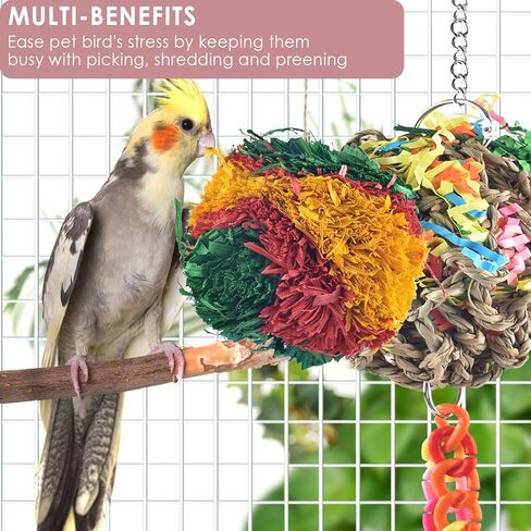 كاتومو العاب طيور، كرات تقطيع الطيور، العاب البحث عن الببغاء، العاب مضغ متداخلة، ملحقات قفص لكونور كويكر ببغاء لوف بيرد وبادجي فينش كناري وطيور صغيرة in Kuwait