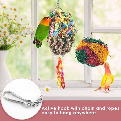 كاتومو العاب طيور، كرات تقطيع الطيور، العاب البحث عن الببغاء، العاب مضغ متداخلة، ملحقات قفص لكونور كويكر ببغاء لوف بيرد وبادجي فينش كناري وطيور صغيرة in Kuwait