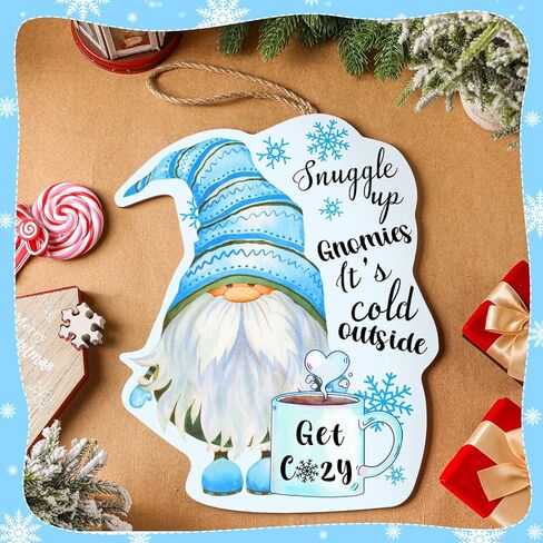 عيد الميلاد ترحيب علامة خشبية الشتاء جنوم علامة الباب 10x13 بوصة جنوم شنقا لوحة ديكور شنقا لقضاء عطلة الشتاء نافذة المنزل جدار داخلي في الهواء الطلق (أنيق) in Kuwait