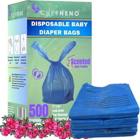 Baby Diaper Disposal Sacks (600 Count), Baby Powder Scented Easy-Tie Diaper Bags, Multipurpose Disposal Bags for Diapers, Dog Waste, Cat Litter & Sanitary Products (Purple) in Saudi Arabia