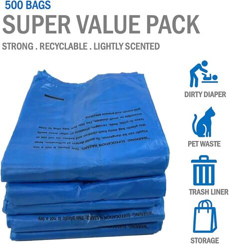 Baby Diaper Disposal Sacks (600 Count), Baby Powder Scented Easy-Tie Diaper Bags, Multipurpose Disposal Bags for Diapers, Dog Waste, Cat Litter & Sanitary Products (Purple) in Saudi Arabia