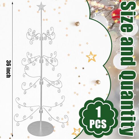 Soaoo 1 قطعة 36 بوصة عيد الميلاد زخرفة معدنية عرض شجرة تقف زخرفة شجرة عيد الميلاد زخرفة تقف لعرض قاعدة هوك الأسلاك للكرات والمجوهرات والأشياء الصغيرة (الفضة) in Kuwait