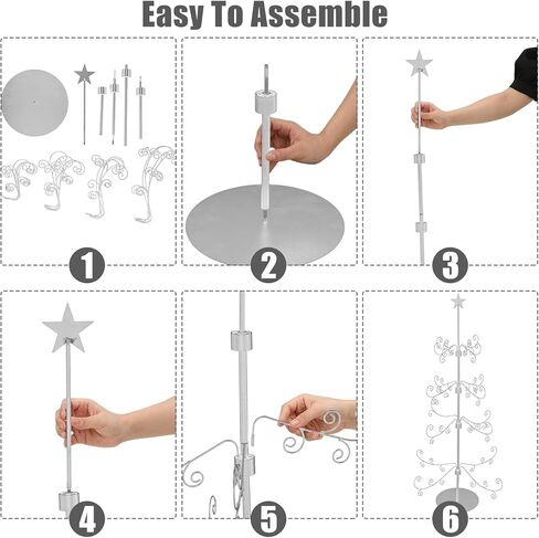Soaoo 1 قطعة 36 بوصة عيد الميلاد زخرفة معدنية عرض شجرة تقف زخرفة شجرة عيد الميلاد زخرفة تقف لعرض قاعدة هوك الأسلاك للكرات والمجوهرات والأشياء الصغيرة (الفضة) in Kuwait