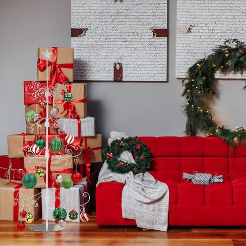 Soaoo 1 قطعة 36 بوصة عيد الميلاد زخرفة معدنية عرض شجرة تقف زخرفة شجرة عيد الميلاد زخرفة تقف لعرض قاعدة هوك الأسلاك للكرات والمجوهرات والأشياء الصغيرة (الفضة) in Kuwait