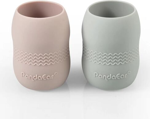 PandaEar 2 Pack100% Tiny Silicone Drinking Training Cup for Baby and Toddler, 3.5oz (Blue/Green) in Saudi Arabia
