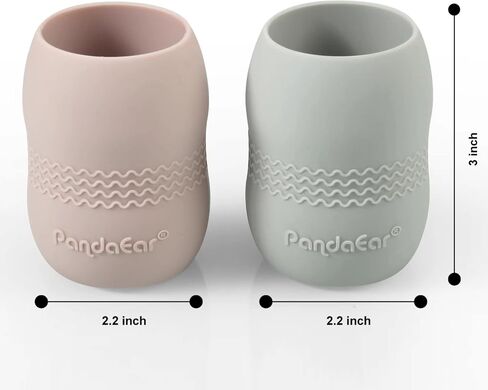PandaEar 2 Pack100% Tiny Silicone Drinking Training Cup for Baby and Toddler, 3.5oz (Blue/Green) in Saudi Arabia