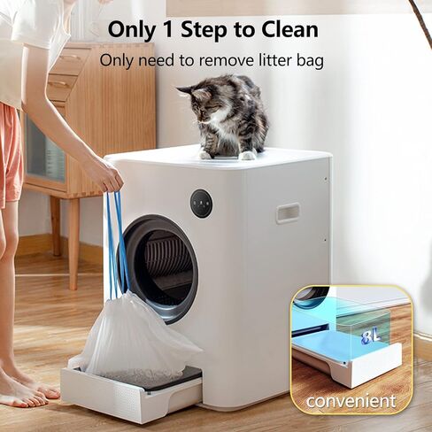 CATBOAT Self Cleaning Cat Litter Box Scoop Free Automatic Cat Litter Box Smart with APP Control (2.4Ghz WiFi), Odor Removal, Safe Lock, Quiet Large Space for Cats Kitty Self Scooping Auto Litter Box in Kuwait