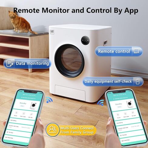 CATBOAT Self Cleaning Cat Litter Box Scoop Free Automatic Cat Litter Box Smart with APP Control (2.4Ghz WiFi), Odor Removal, Safe Lock, Quiet Large Space for Cats Kitty Self Scooping Auto Litter Box in Kuwait