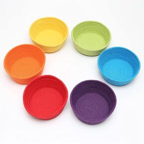Basket Set – Premium Rainbow Basket Set for Kids – Woven Colored Storage Baskets for Organizing – 6pcs Treasure Basket Set – Soft Cotton Fabric – Strong and Sturdy Design – 8 x 3-inch in Saudi Arabia