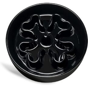 Slow Feeder,Ceramic-Slow Feeder Dog Bowls Large Breed,Puzzle Dog Food Bowl Maze,Dog Dishes to Slow Down Eating,4 Cups Slow Feed Dog Bowl for Medium and Large Sized Dog,Black