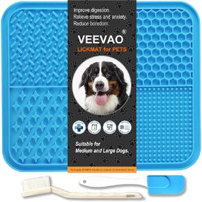 VEEVAO حصيرة لعق للكلاب، 8 × 8 بوصة من السيليكون المخصص للطعام كوحدة تغذية بطيئة للكلاب والقطط، قطعتان من حصيرة لعق الكلاب مع أكواب شفط وأغطية علب، تخفف من قلق الحيوانات الأليفة والملل (لا تتضمن علب)...