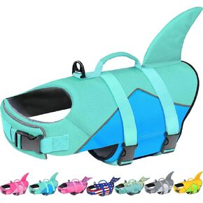 Malier Dog Life Jacket, Ripstop Dog Life Vest with High Buoyancy, Adjustable Puppy Shark Preserver with Rescue Handle for Small Medium Large Dogs (X-Small)