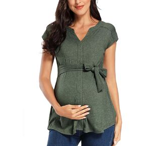 Glampunch قمم الأمومة الخامس الرقبة كم وأكمام طويلة تونك قمم عارضة الحمل بلوزة قمصان in Kuwait